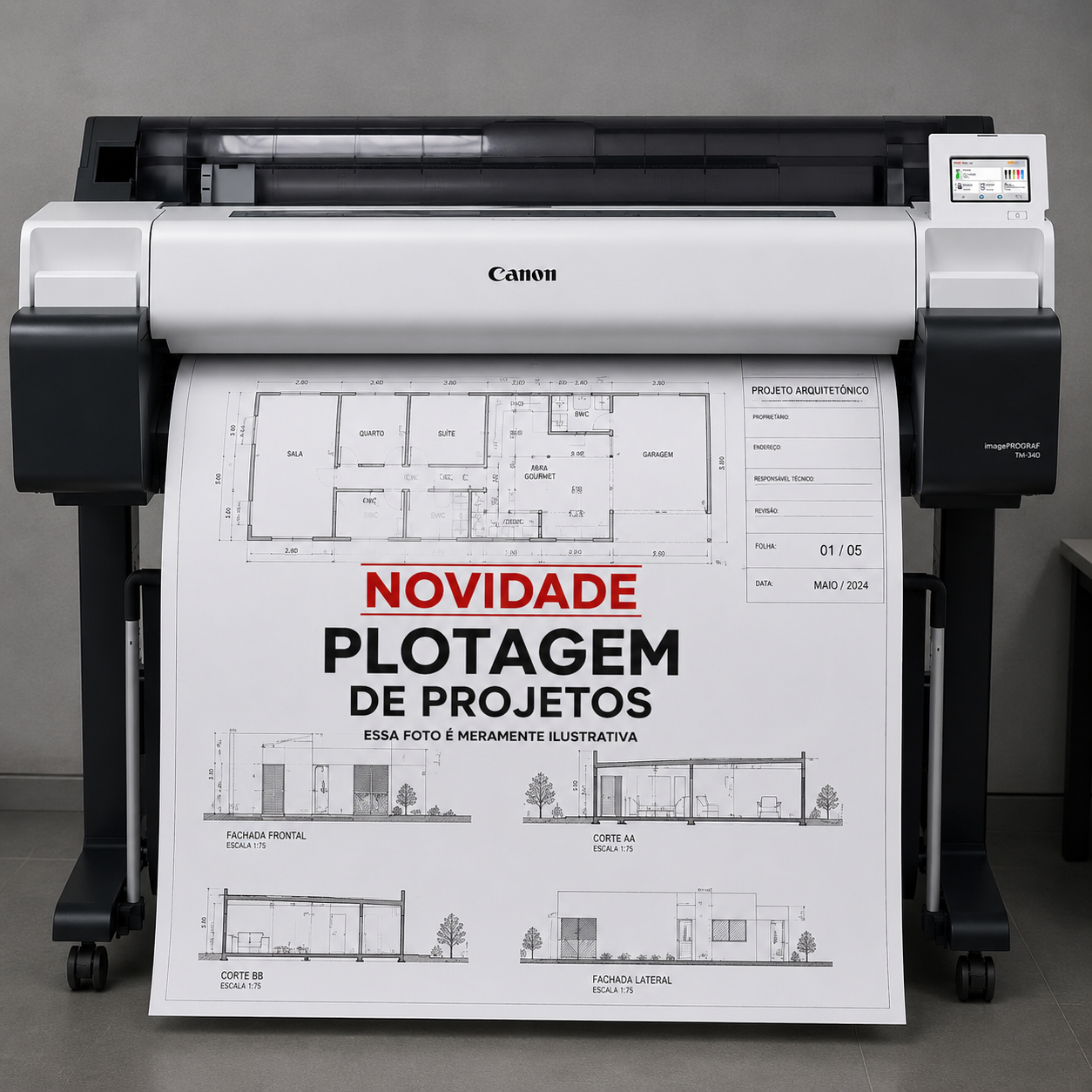 Plotagem de projetos e plantas